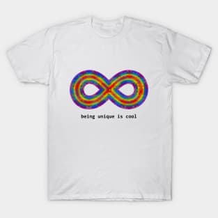 being autistic is cool infinity jigsaw white text T-Shirt